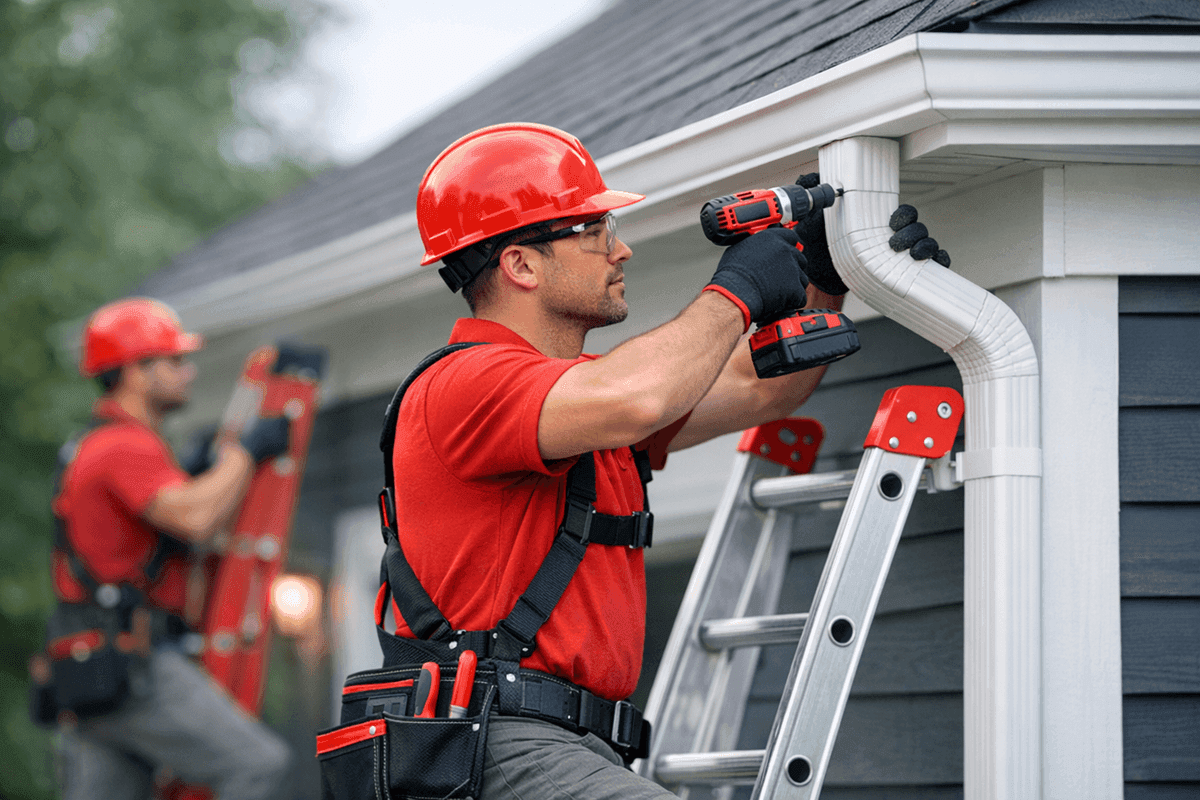 Downspout Installation service by Martin Roofing